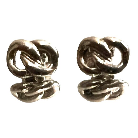 Silver Infinity Stud Earrings for Pierced Ears Classic Elegant - Picture 4 of 6